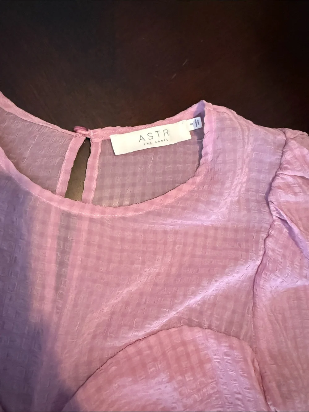 Astr Pink Ruched Peplum Long-Sleeve Blouse